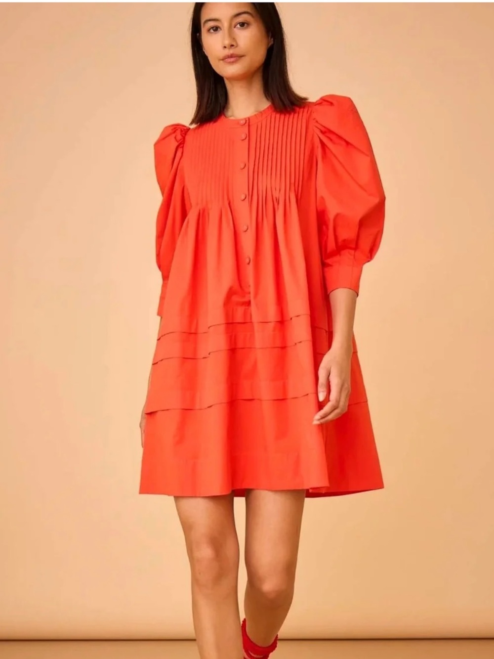 Hunter Bell Sidney Dress in Red Orange Size Medium